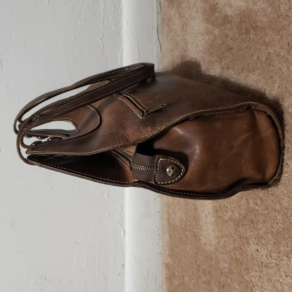 Patricia Nash Large Brown Leather Ergo Studded Satchel Bag Shoulder Hobo Handbag - Picture 5 of 15